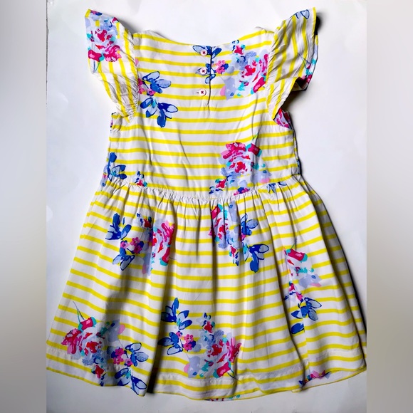 Joules Yellow, white and Pink Floral Dress, Size 6y. - Picture 3 of 10
